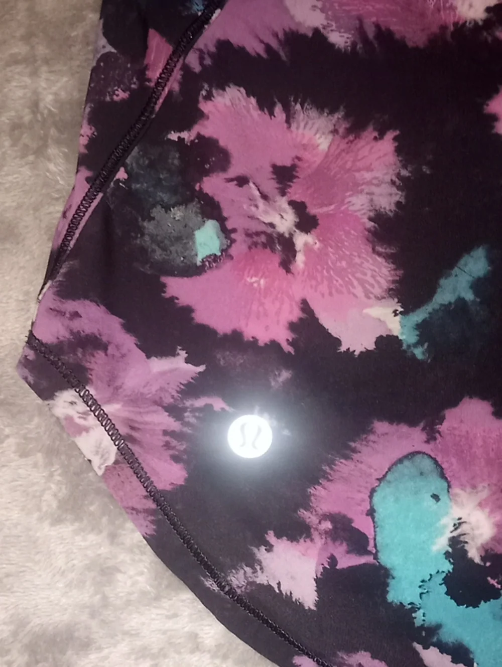 Lululemon Floral Watercolor Sleeveless Top - Purple/Black Size 12